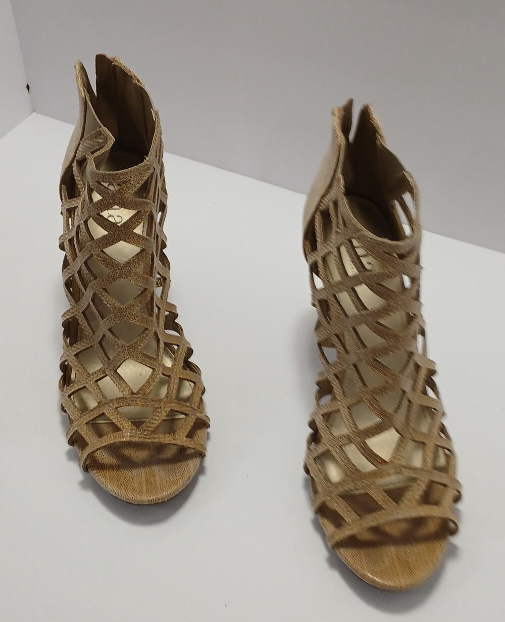 a.n.a Heels Caroline High Sandals Sexy Zip Peep Toe Beige Size 10